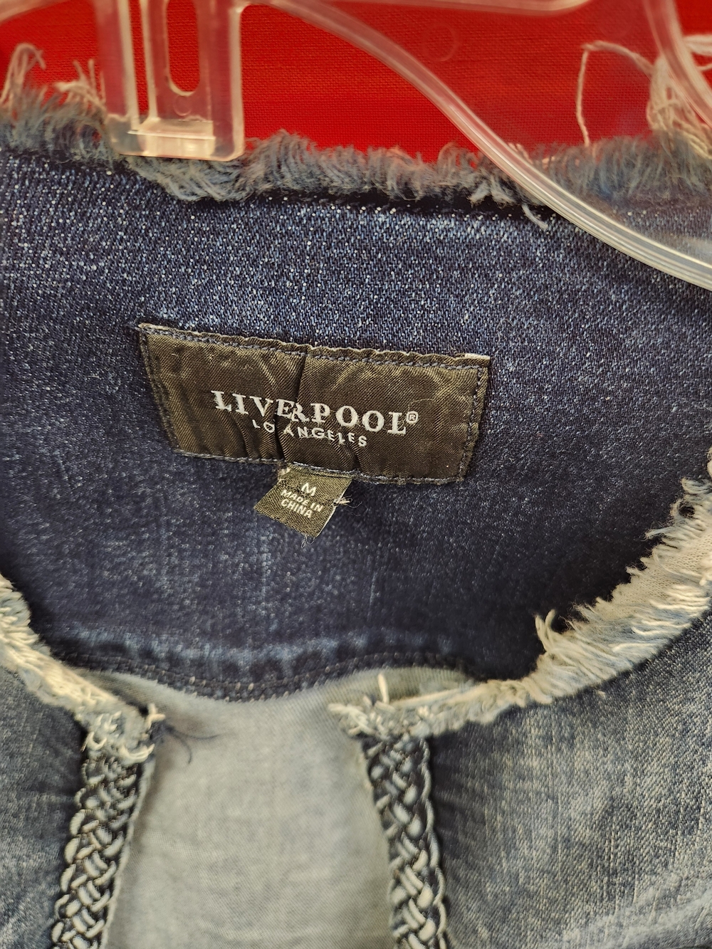Liverpool Los Angeles "Cameron" Cropped Braided Denim Jacket - Picture 3 of 7